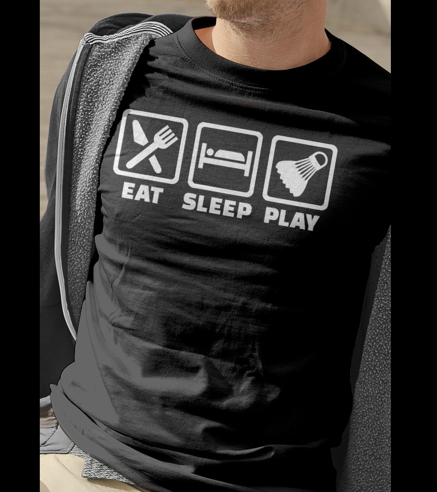 Eat Sleep Play Badminton Shuttlecock Icons T-Shirt