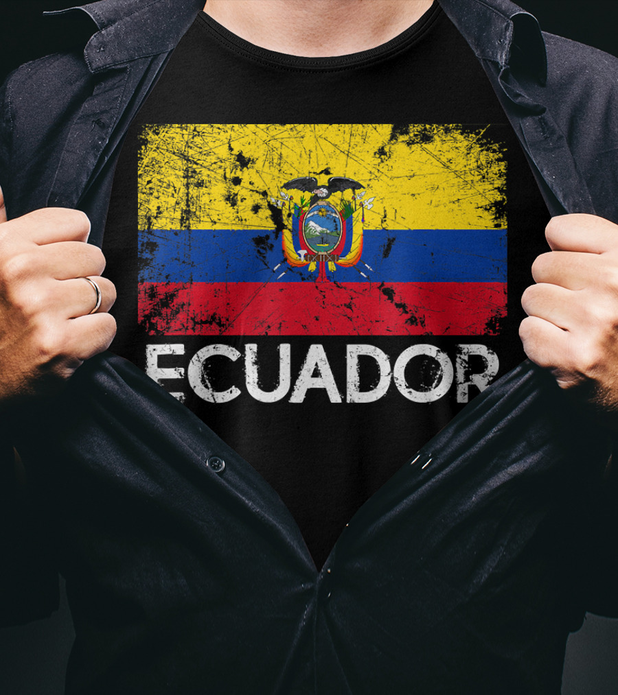 Ecuador Vintage Flag Grunge T-Shirt