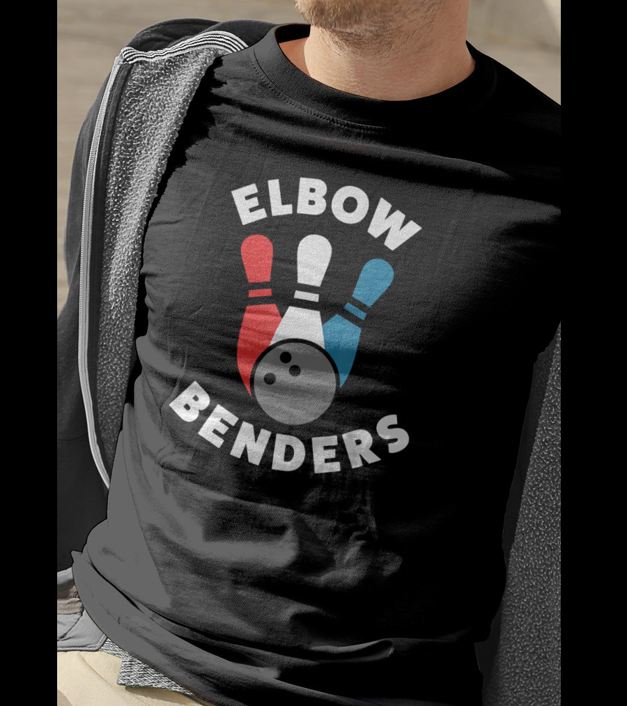Elbow Benders Bowling League Team Pins And Ball T-Shirt