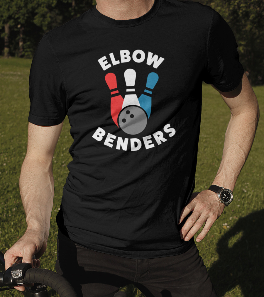 Elbow Benders Bowling League Team Pins And Ball T-Shirt