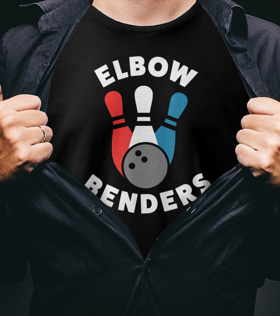 Elbow Benders Bowling League Team Pins And Ball T-Shirt