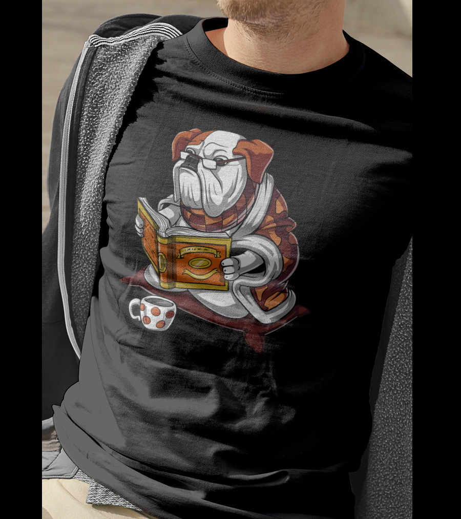 English Bulldog Reading Book Nerd T-Shirt
