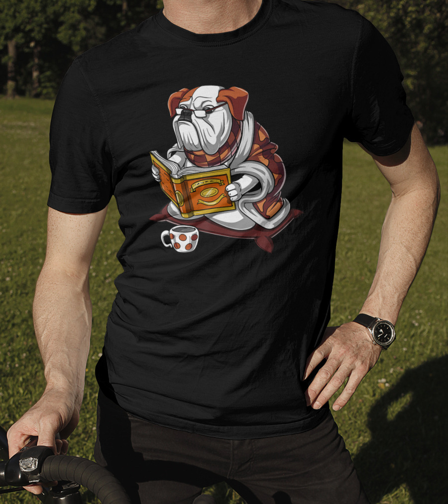 English Bulldog Reading Book Nerd T-Shirt