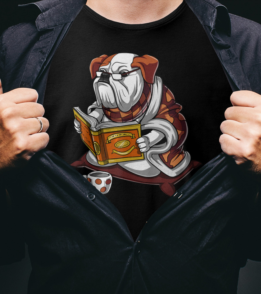 English Bulldog Reading Book Nerd T-Shirt