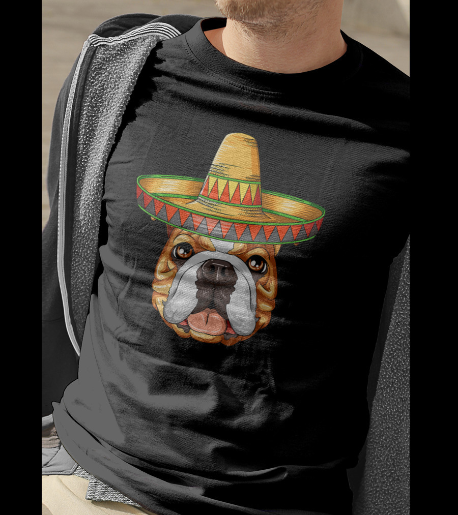 English Bulldog Sombrero Cinco De Mayo Mexican T-Shirt