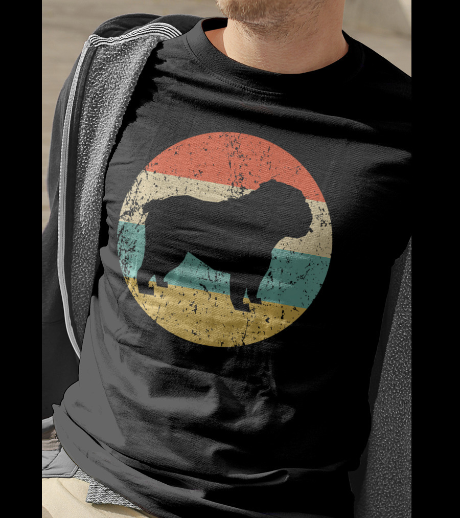English Bulldog Retro Circle T-Shirt