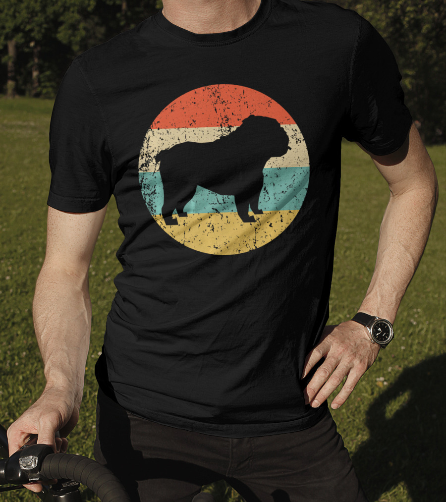 English Bulldog Retro Circle T-Shirt
