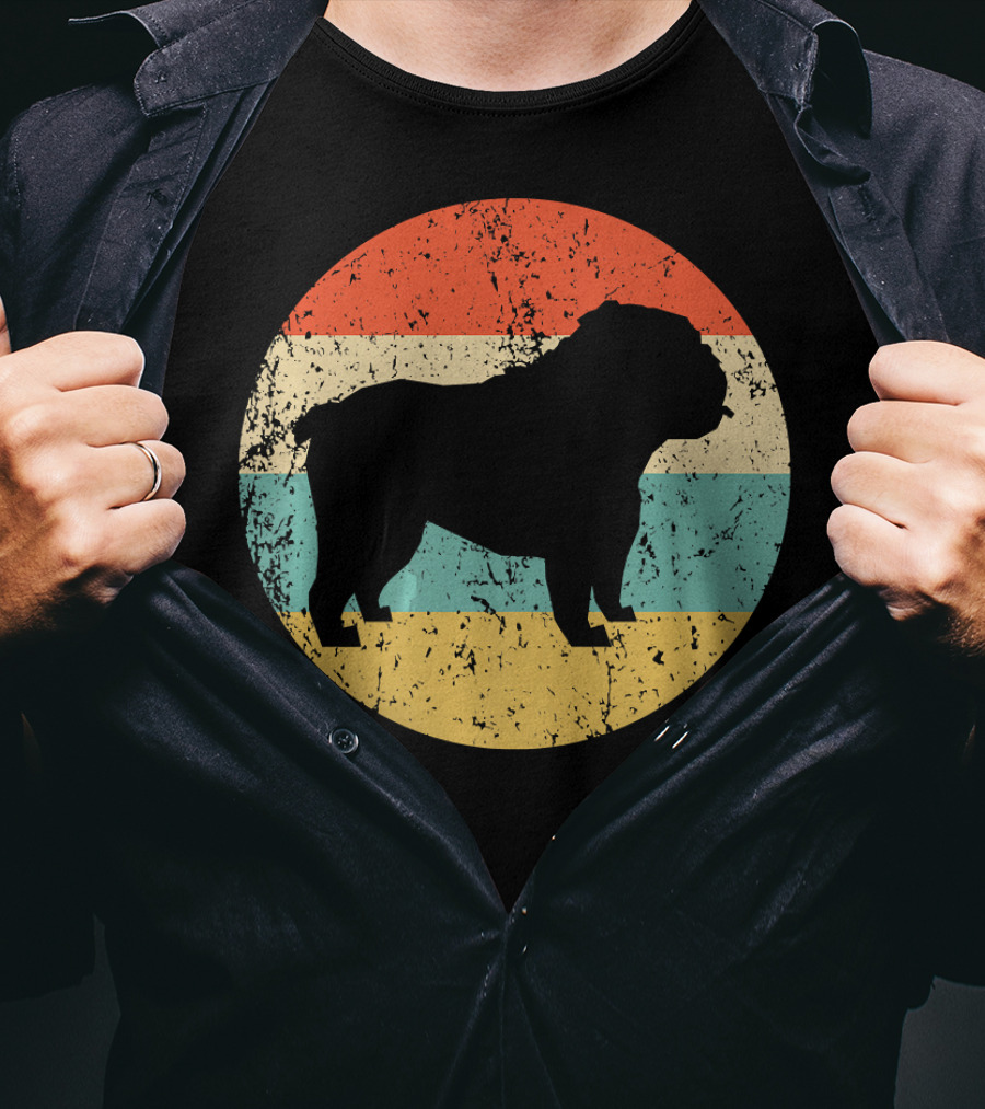 English Bulldog Retro Circle T-Shirt