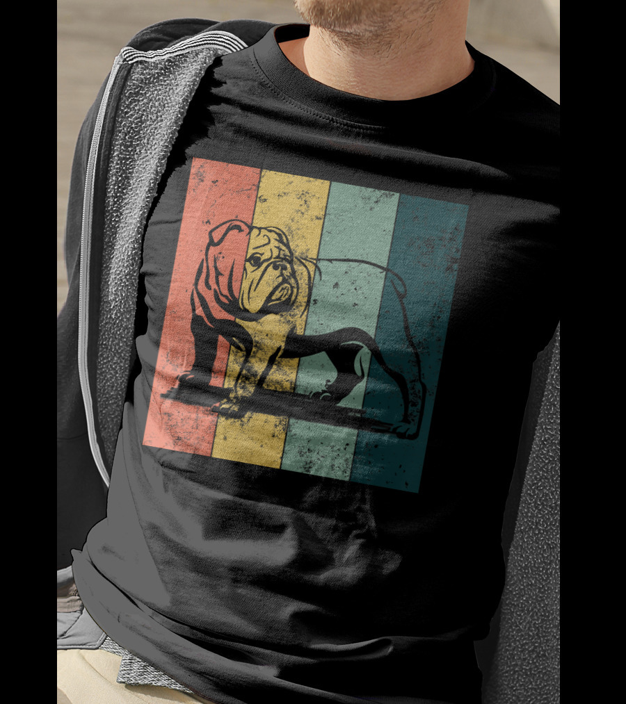 English Bulldog Vintage Stripe T-Shirt