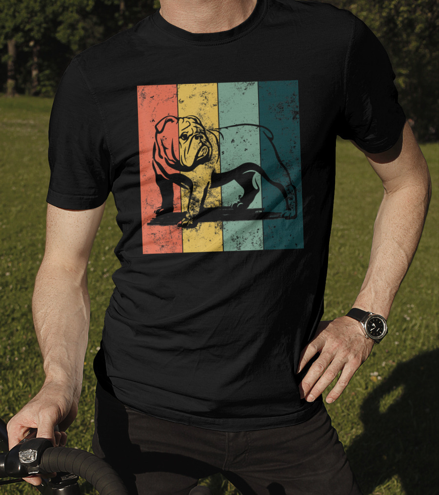 English Bulldog Vintage Stripe T-Shirt