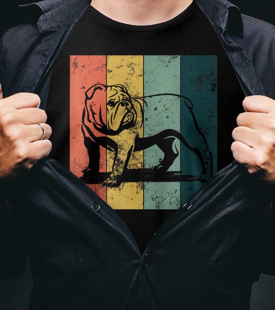 English Bulldog Vintage Stripe T-Shirt