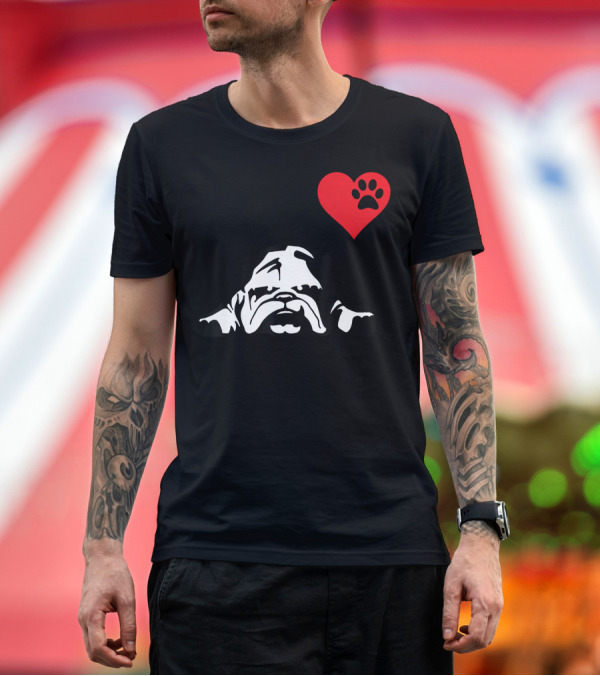Premium T-Shirt: English Bulldog I Love My English Bulldog Heart Paw Prints T-Shirt English Bulldog I Love My English Bulldog Heart Paw Prints T-Shirt