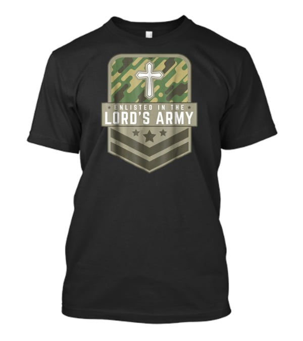 Enlisted In The Lord's Army Camo Cross Faith Religious T-Shirt