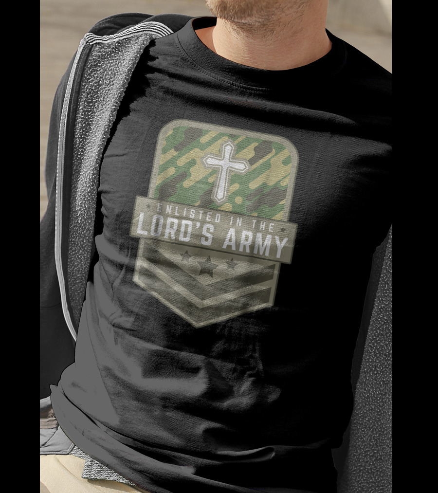 Enlisted In The Lord's Army Camo Cross Faith Religious T-Shirt