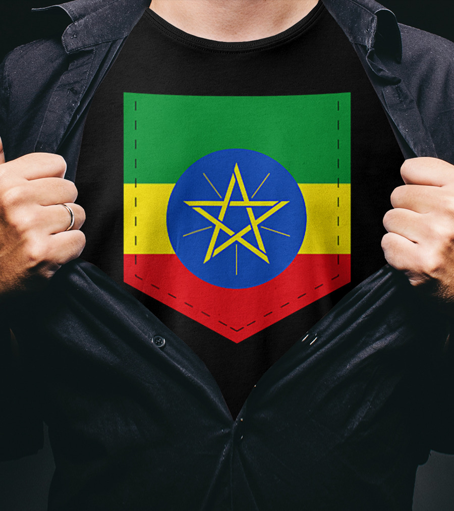 Ethiopia Flag Green Yellow Red With Blue Circle And Star T-Shirt