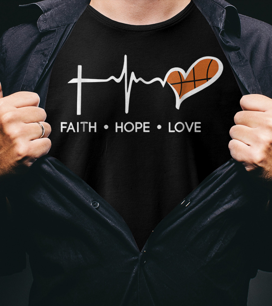 Faith Hope Love Basketball Heartbeat T-Shirt