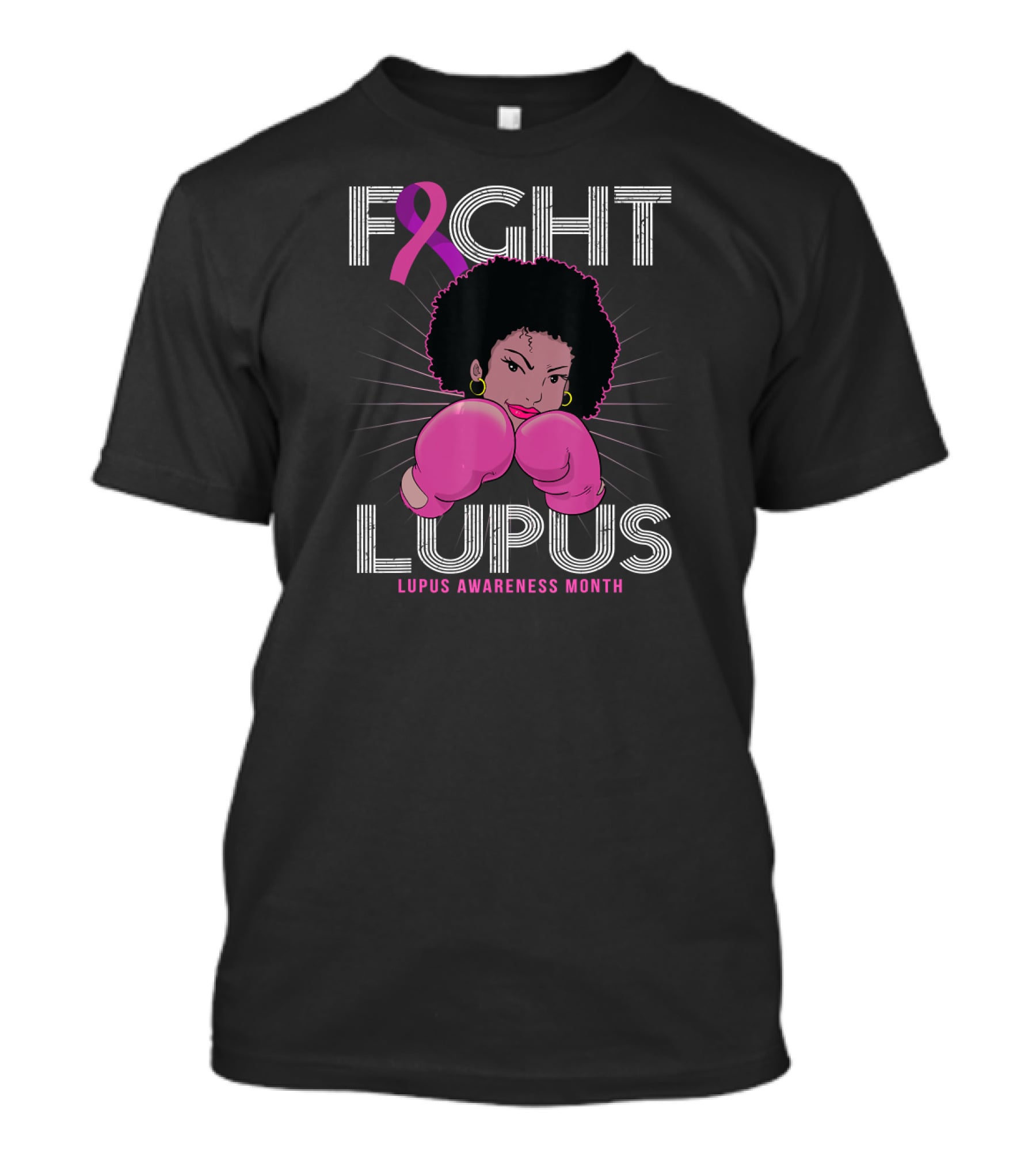 Fight Lupus Lupus Awareness Month Purple Ribbon Boxing Gloves T-Shirt