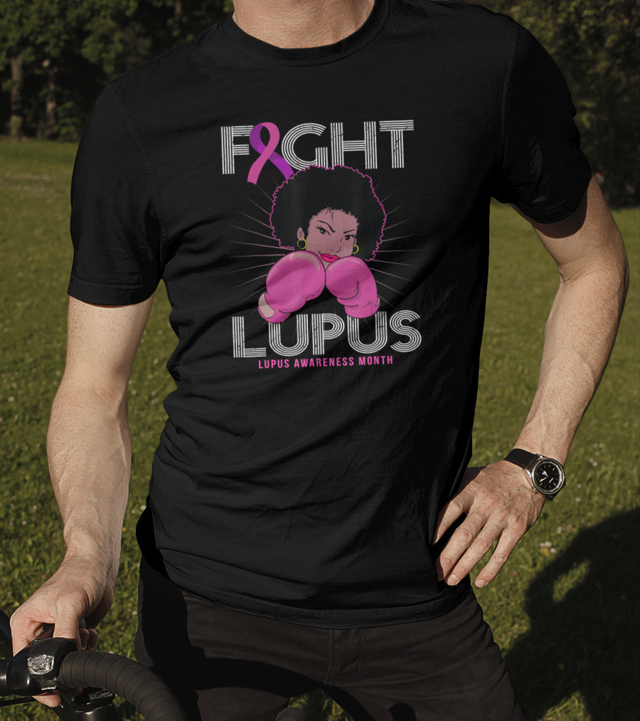 Fight Lupus Lupus Awareness Month Purple Ribbon Boxing Gloves T-Shirt