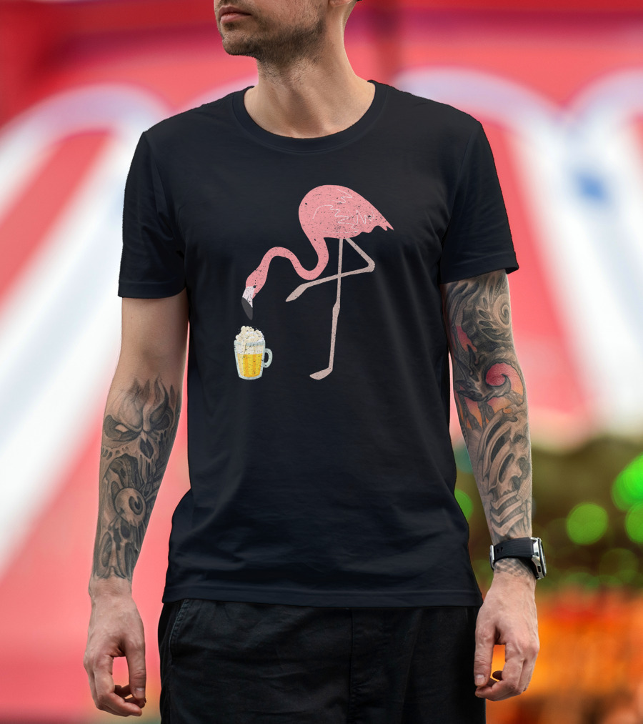 Flamingo Beer Love Bird Drinking T-Shirt