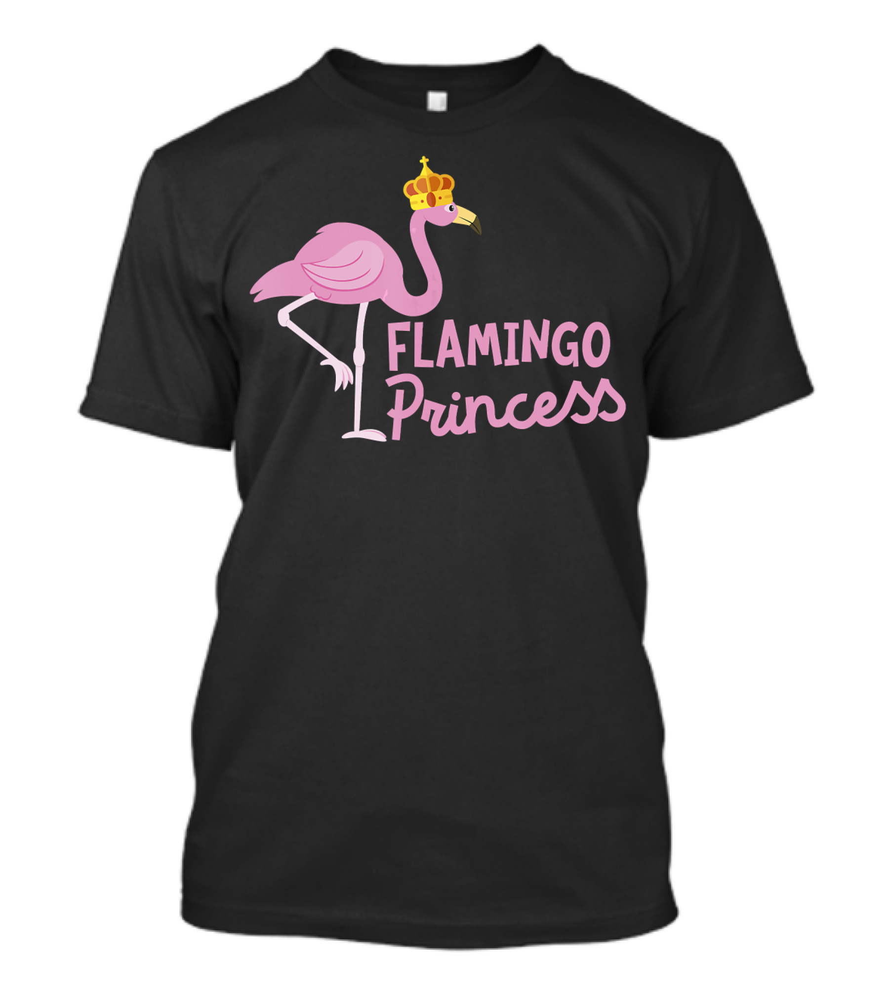 Flamingo Princess With Crown And Pink Bird Wading T-Shirt