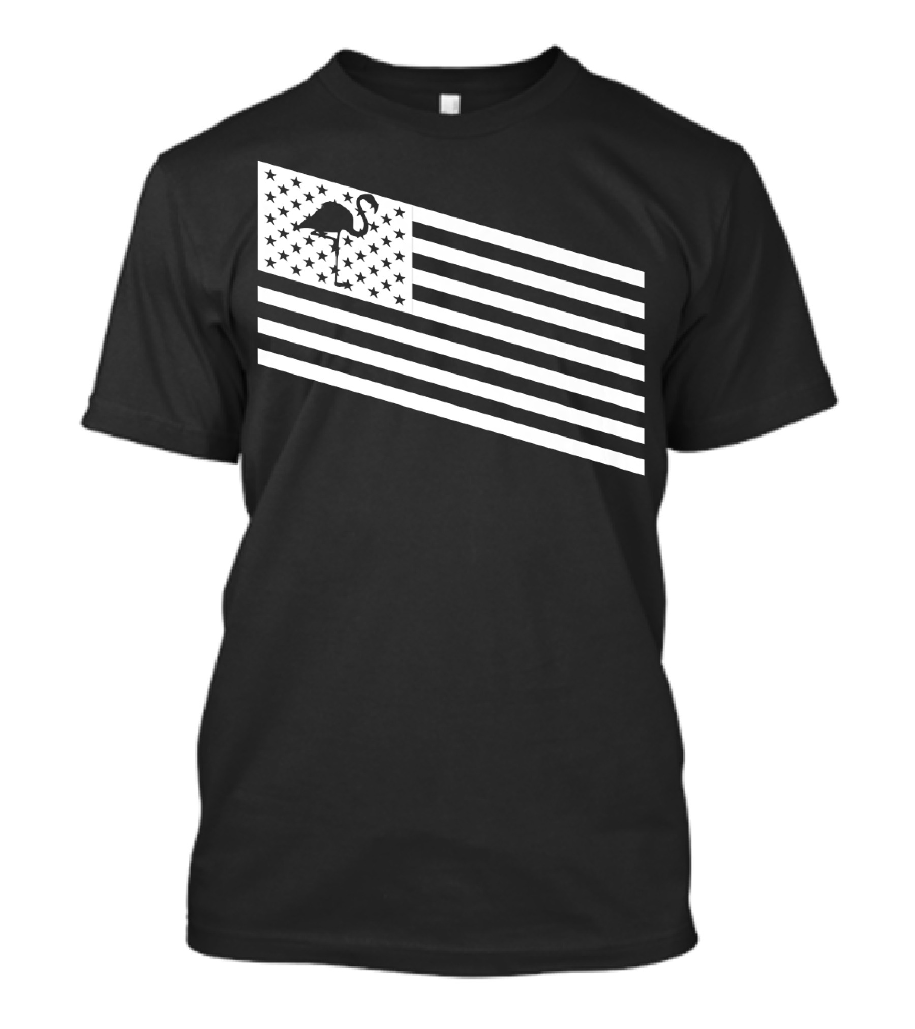 Flamingo Stars And Stripes USA Flag Wading T-Shirt