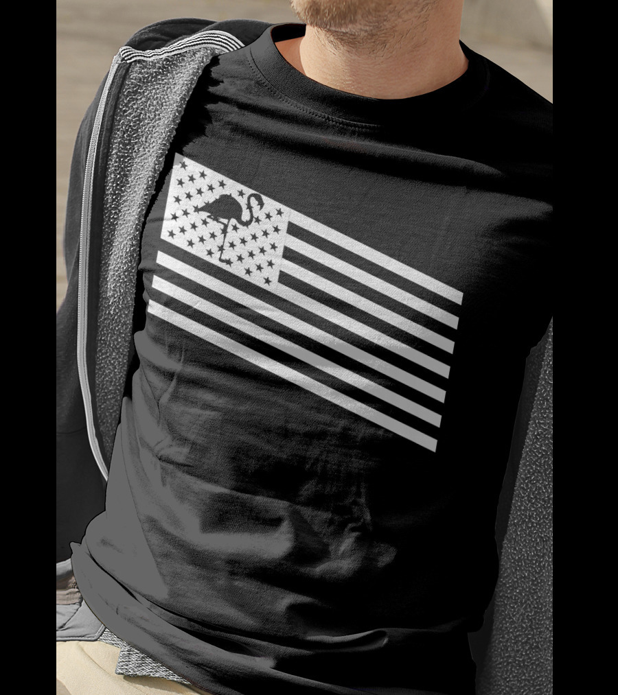 Flamingo Stars And Stripes USA Flag Wading T-Shirt