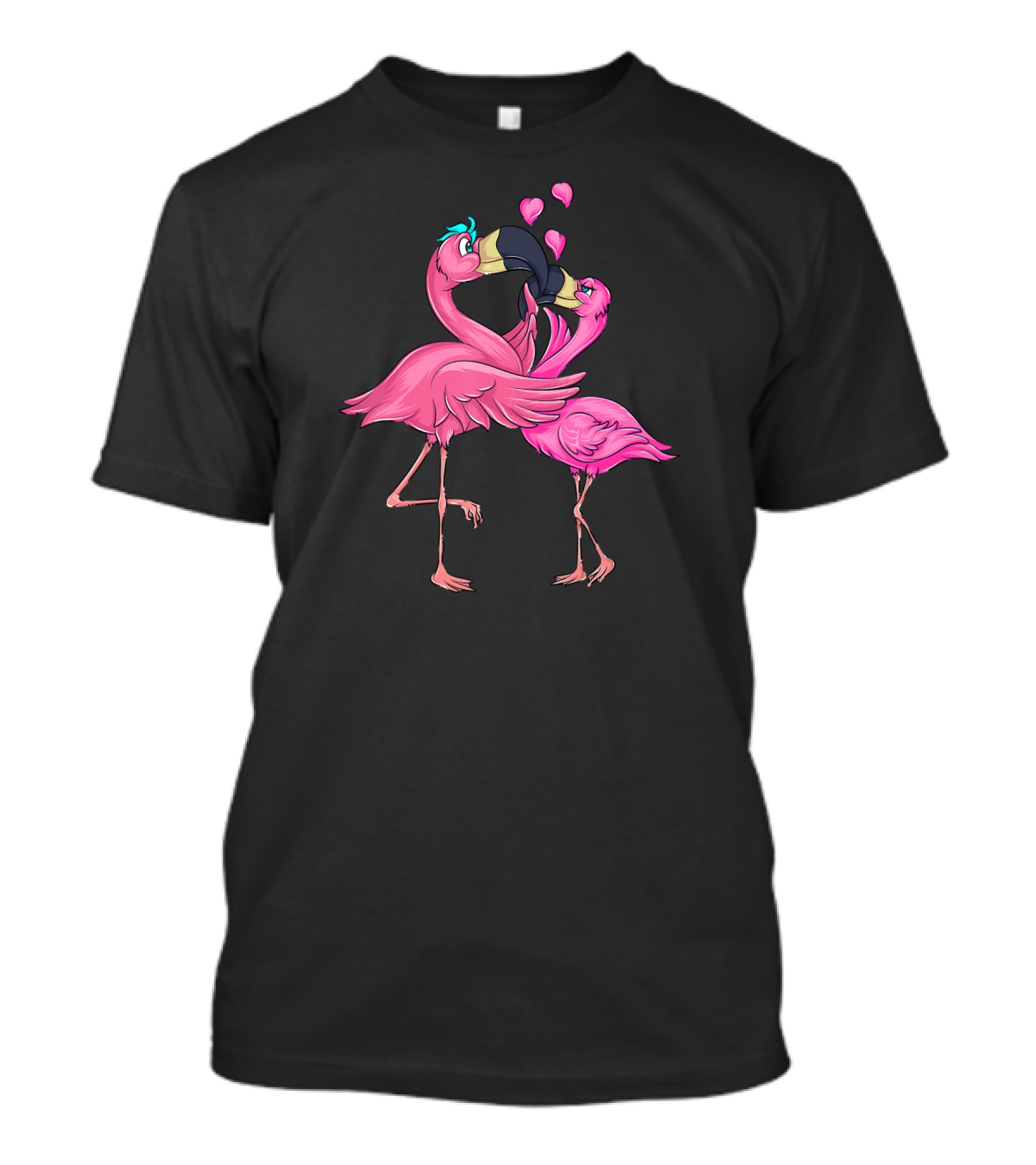 Flamingos In Love Valentine's Day Hearts Playful Romance T-Shirt