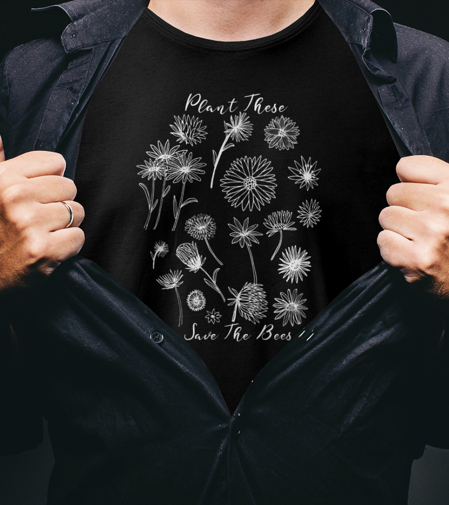 Plant These Save The Bees Floral Natural T-Shirt