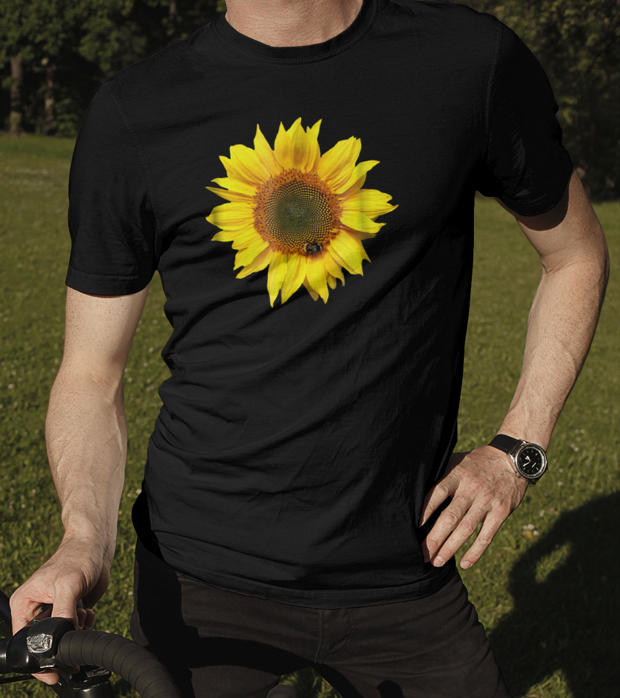 Sunflower With Bee On Petal Flower Nice T-Shirt