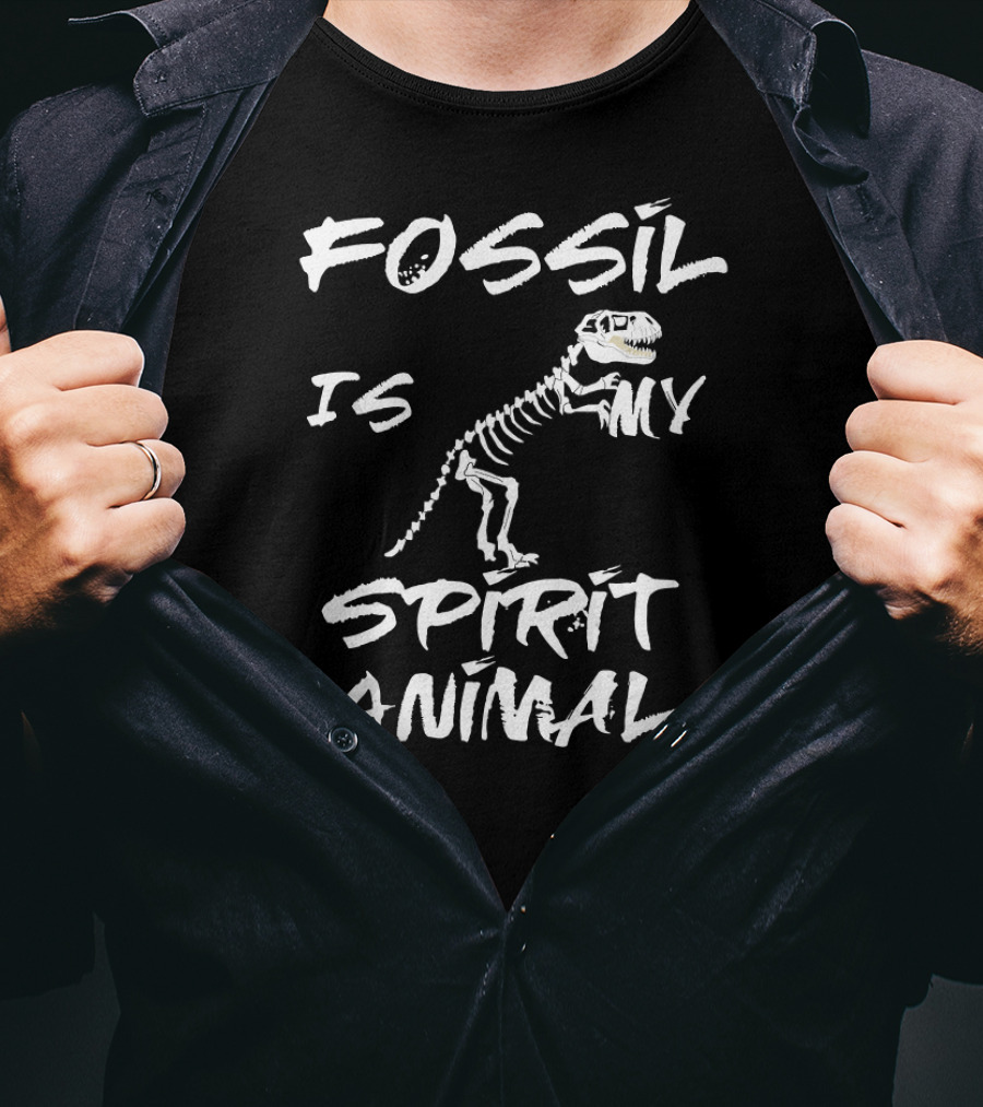 Fossil Is My Spirit Animal Archeology Dinosaur Skeleton T-Shirt