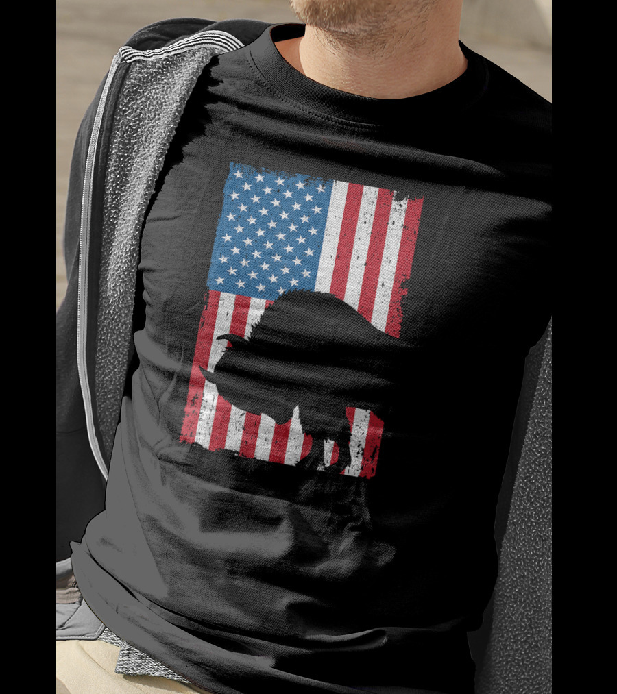 Fourth Of July Bison Patriot American Flag Silhouette Independence Day T-Shirt