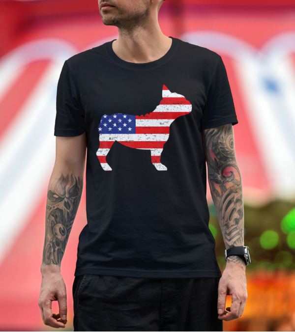 Premium T-Shirt: French Bulldog 4th of July American Flag T-Shirt French Bulldog 4th of July American Flag T-Shirt