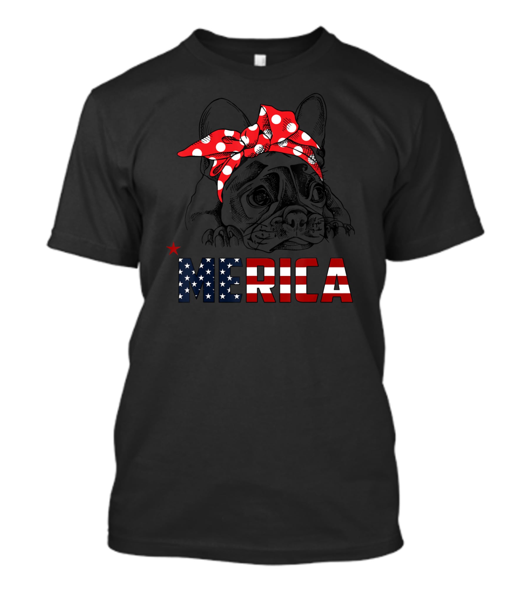 French Bulldog Merica American Flag Bow T-Shirt