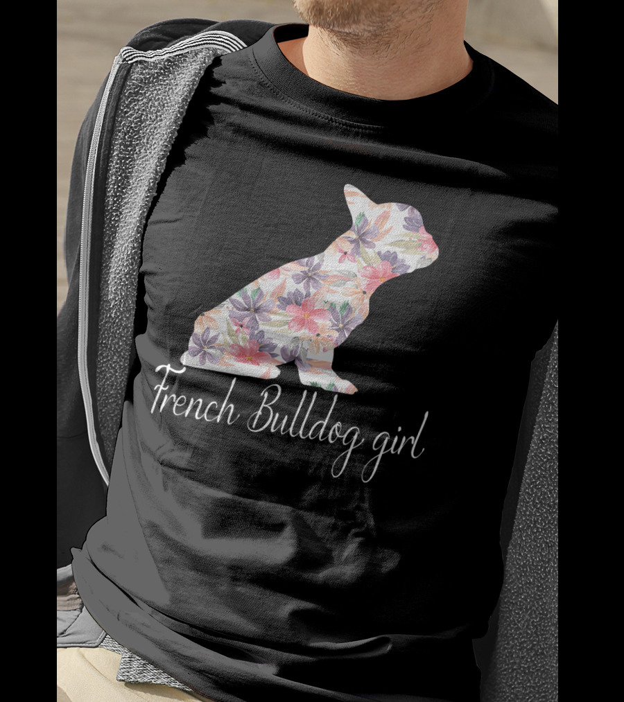Floral French Bulldog Girl Love T-Shirt