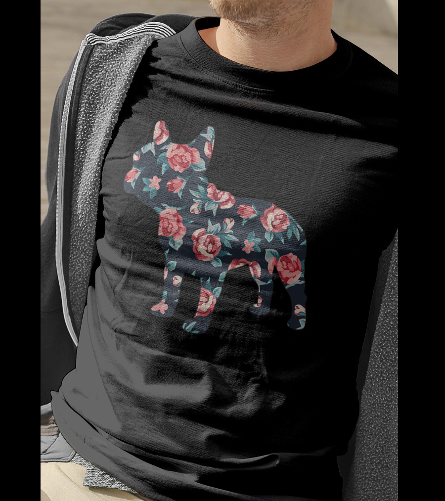 Roses Floral French Bulldog T-Shirt