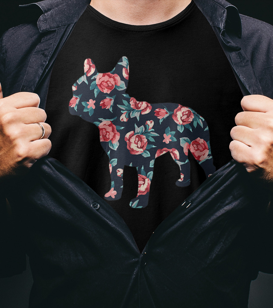 Roses Floral French Bulldog T-Shirt