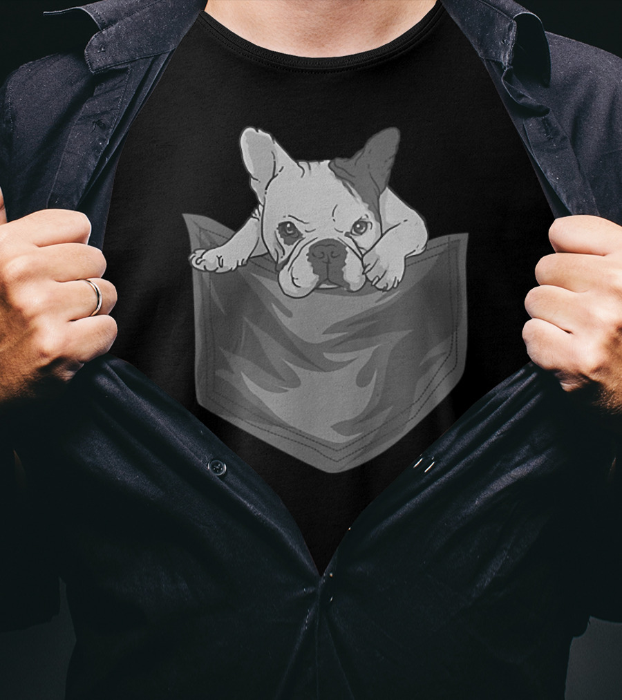 French Bulldog Cute Crazy Pocket T-Shirt