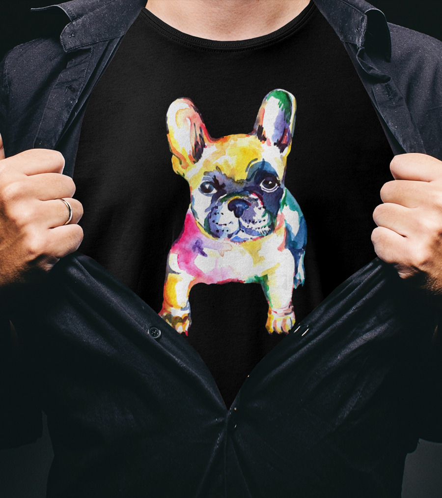 French Bulldog Colorful Watercolor Original T-Shirt