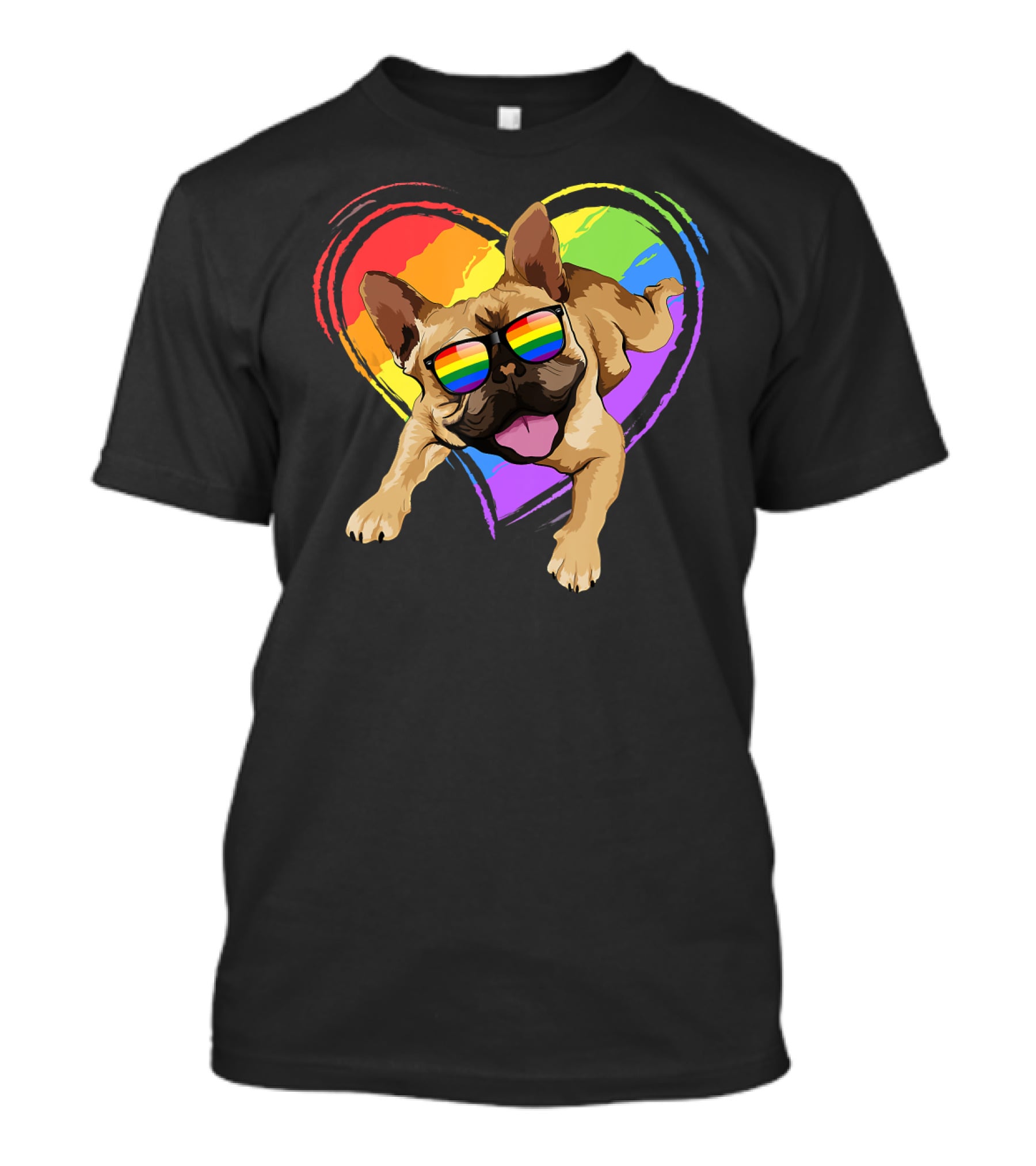 French Bulldog Rainbow Heart Pride LGB T-Shirt