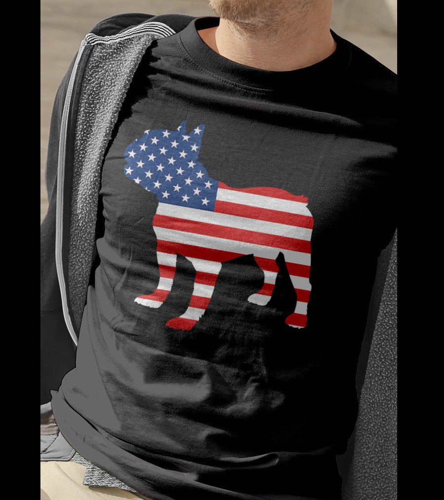 French Bulldog American Flag Fourth Of July USA T-Shirt