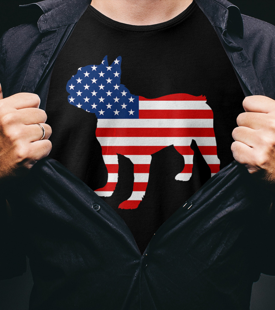 French Bulldog American Flag Fourth Of July USA T-Shirt