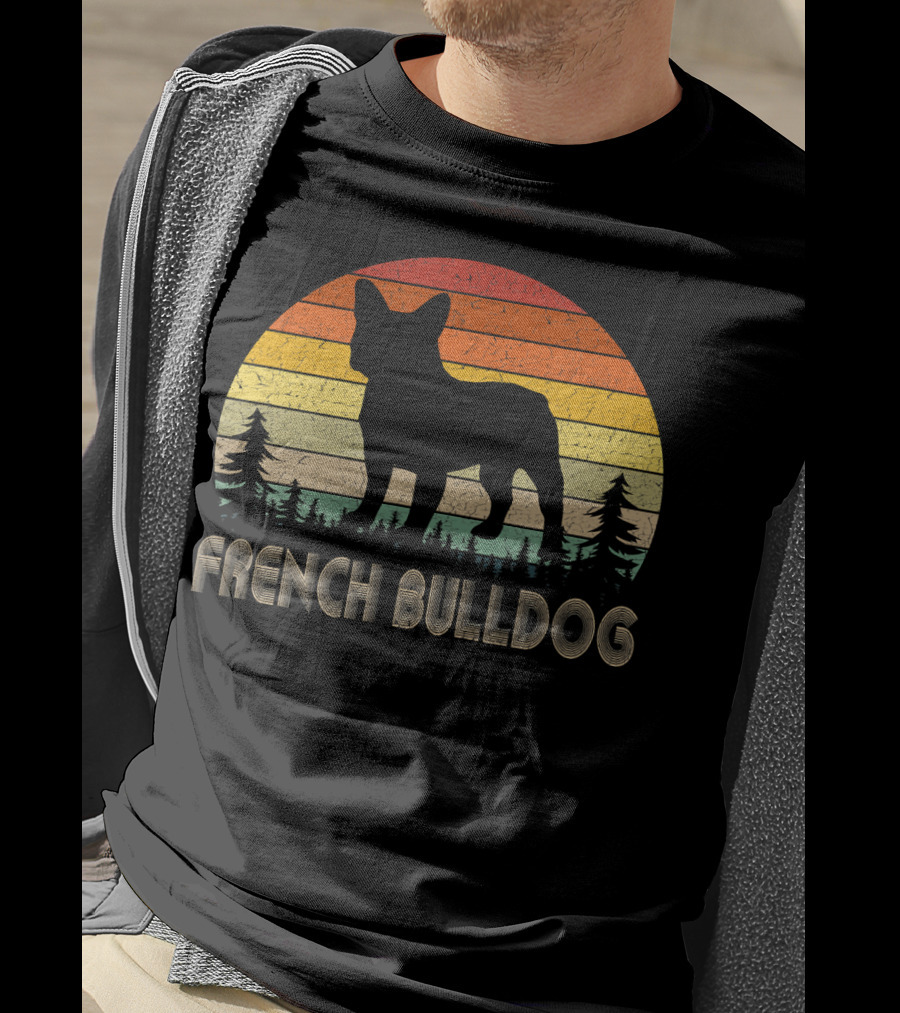 French Bulldog Vintage Dog 70's Retro Sunset T-Shirt
