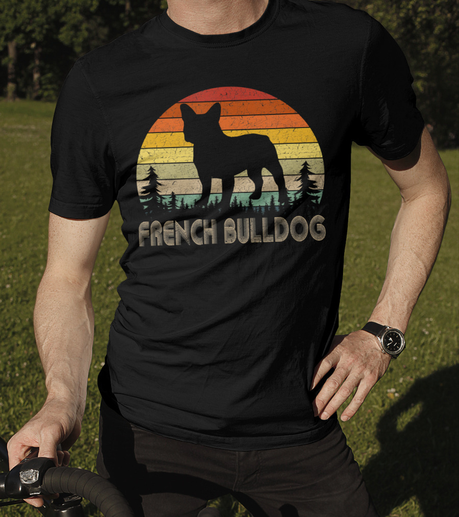 French Bulldog Vintage Dog 70's Retro Sunset T-Shirt
