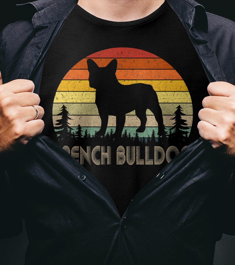French Bulldog Vintage Dog 70's Retro Sunset T-Shirt