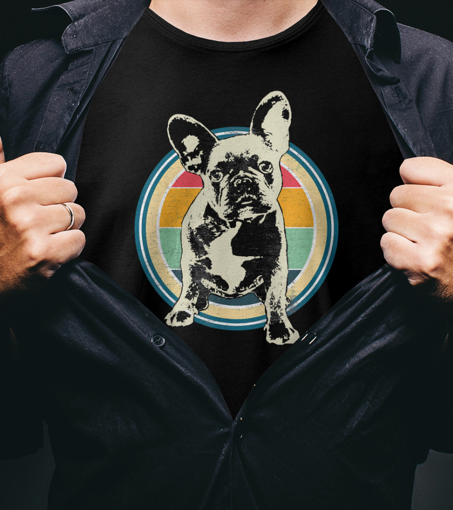 French Bulldog Vintage Retro Circle T-Shirt