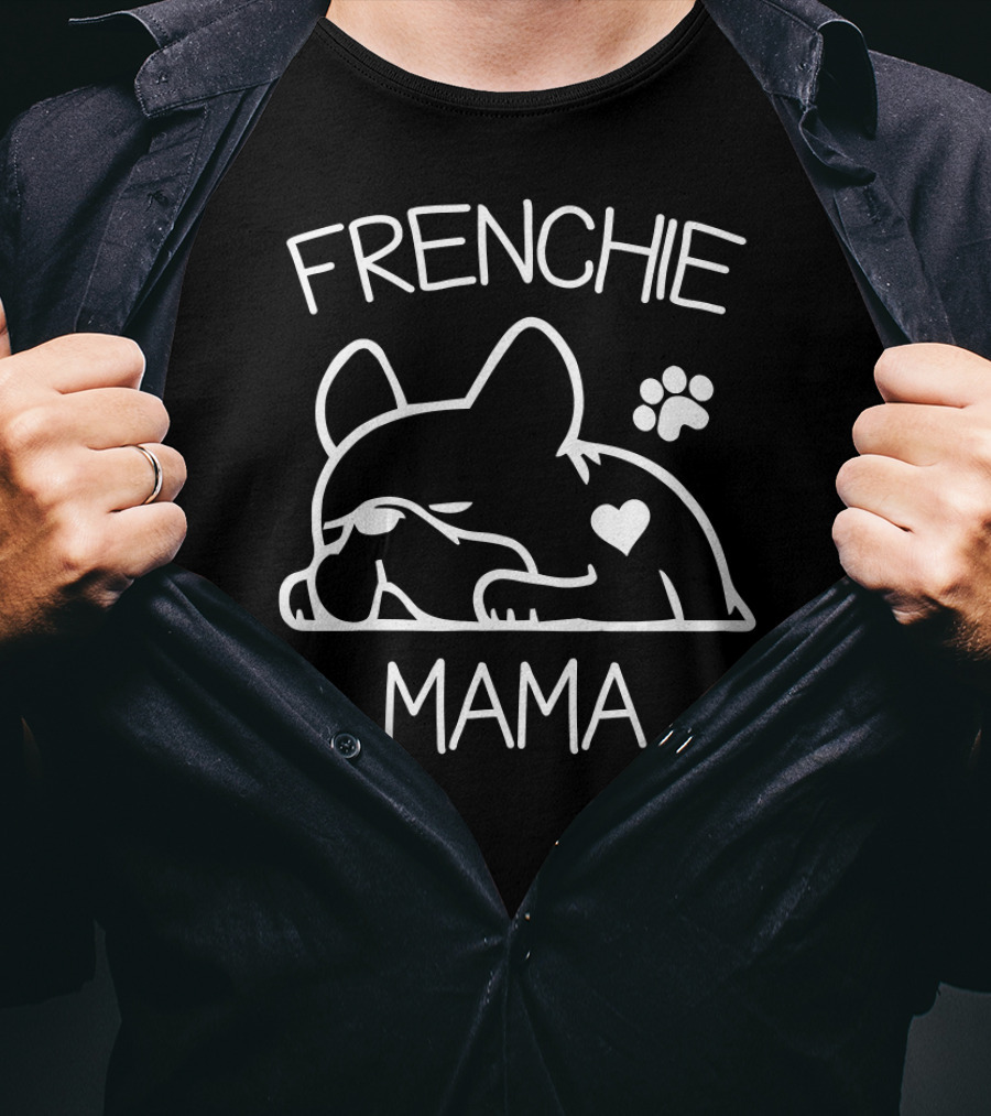 FRENCHIE MAMA French Bulldog Paw Heart T-Shirt