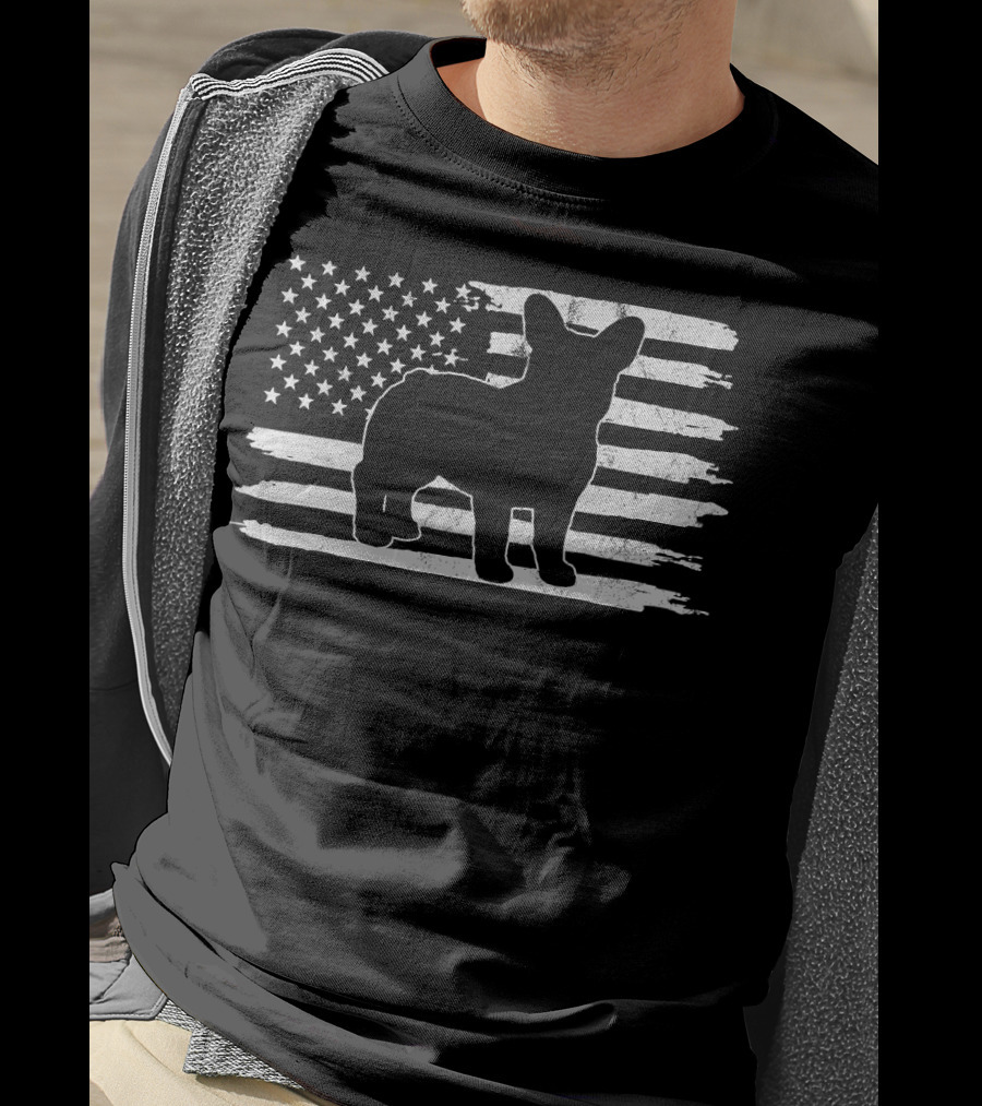 Frenchie American Flag Fourth Of July T-Shirt