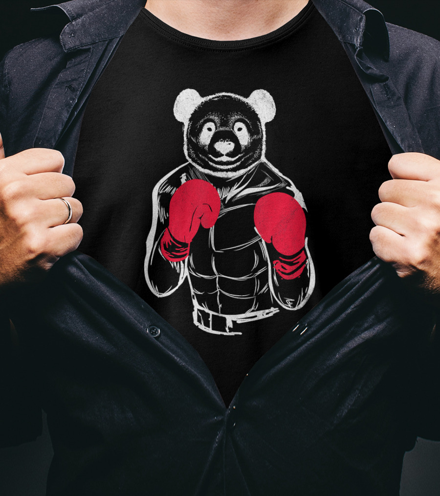 Friendly Panda Bear Boxer With Red Boxing Gloves T-Shirt