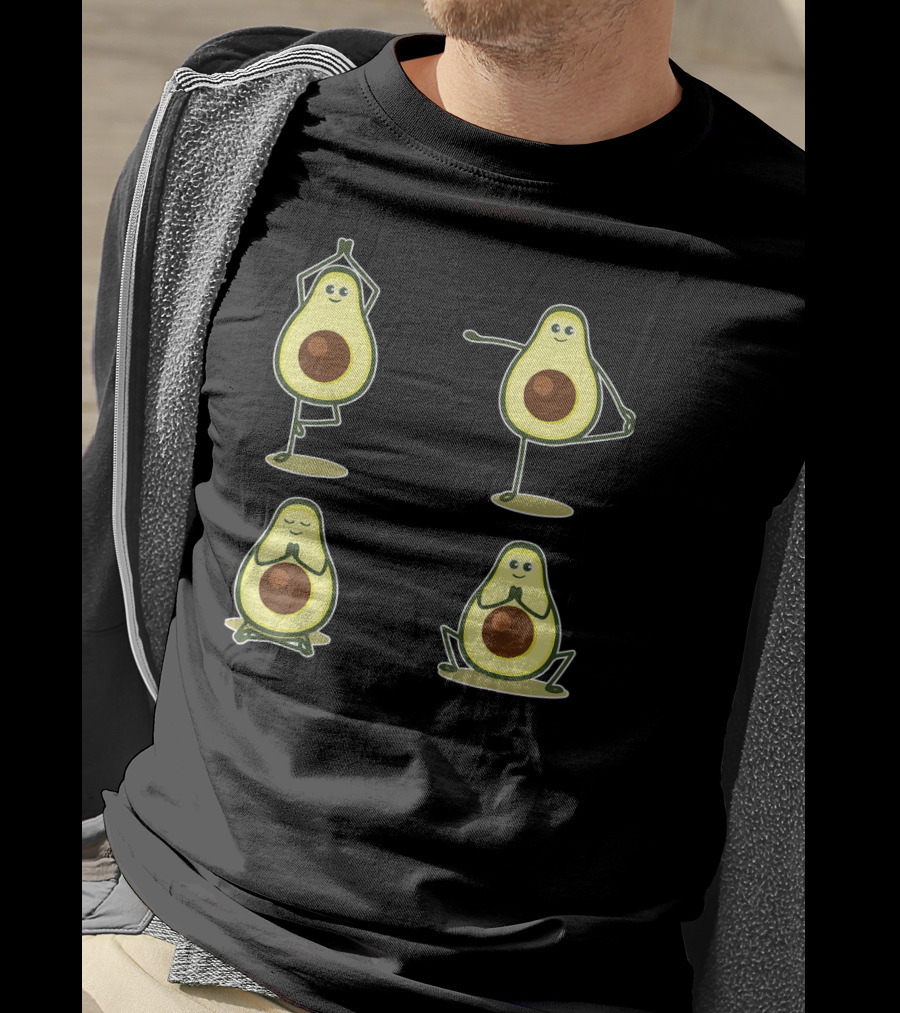 Funny Avocado Yoga Pose Meditation Characters T-Shirt