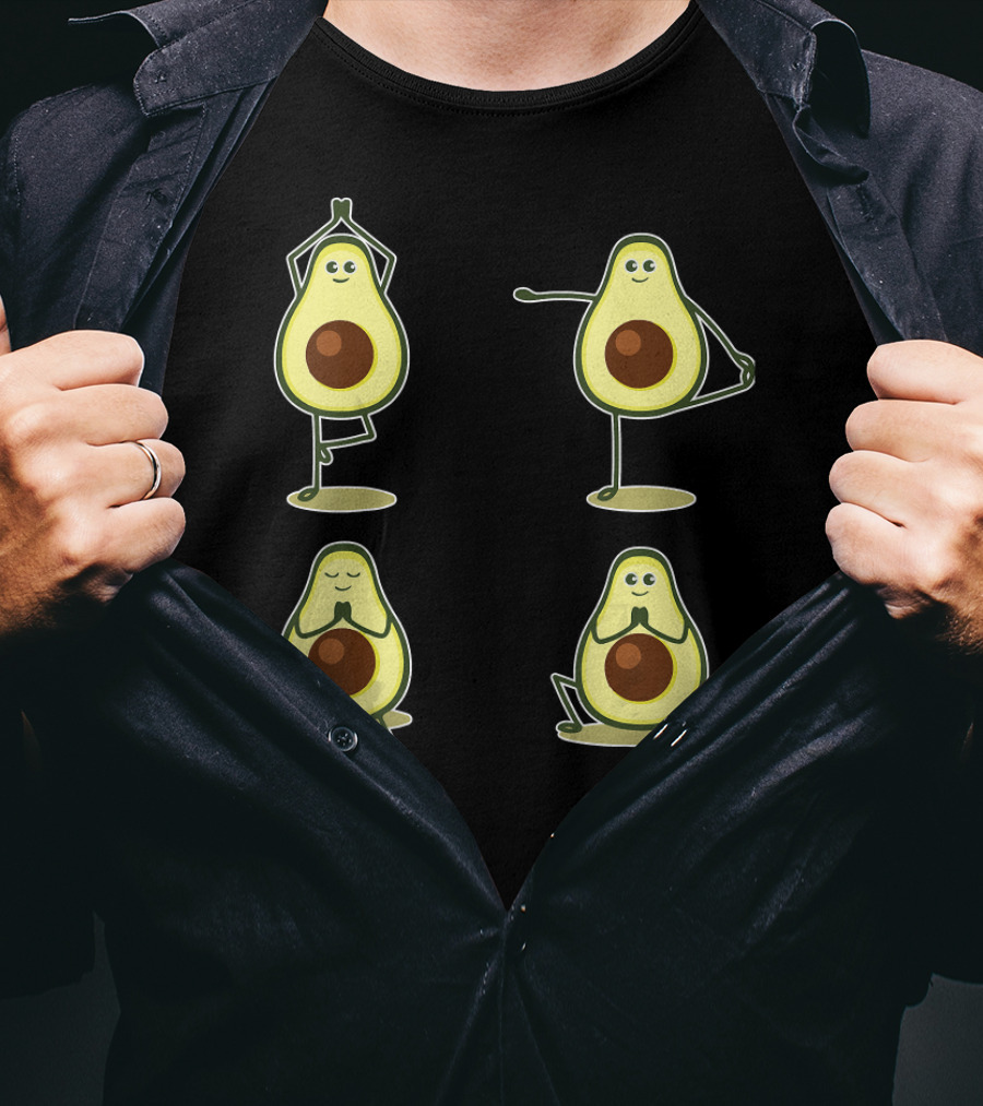 Funny Avocado Yoga Pose Meditation Characters T-Shirt